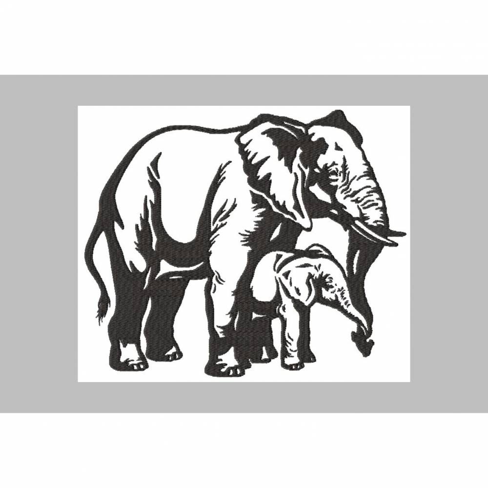 Stickdatei Elefant mit Kind 229x190 mm Bild 1