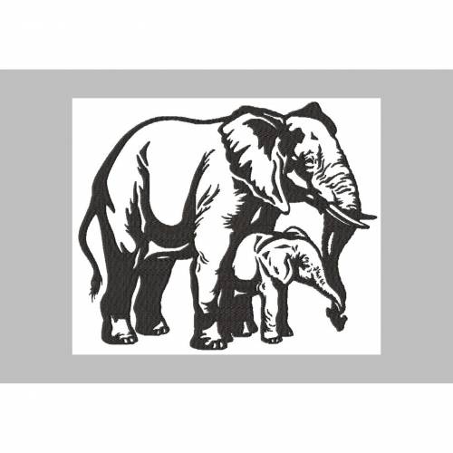 Stickdatei Elefant mit Kind 229x190 mm