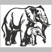 Stickdatei Elefant mit Kind 229x190 mm