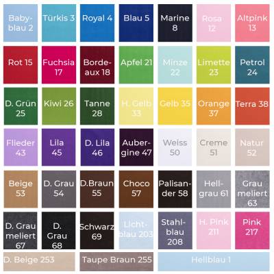 Hochwertiger Bastel-Filz 3 mm stark 450g/qm- Taschenfilz - 45 cm breit - 25 cm Schritte-Meterware