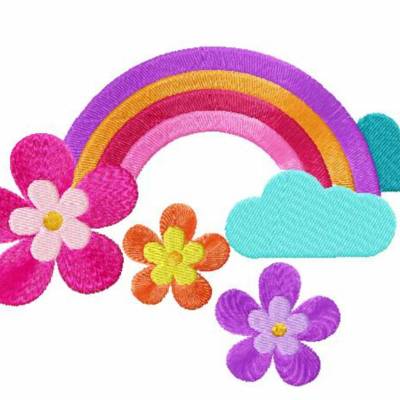 Stickdatei Regenbogen mit Blumen 178x123 mm