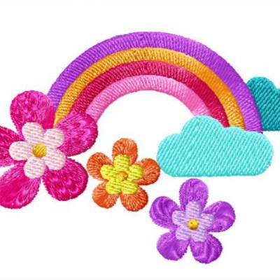 Stickdatei Regenbogen mit Blumen 100x69 mm