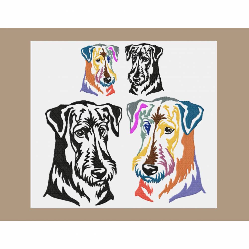 Stickdatei AiredaleTerrier in uni und bunt 2 größen Bild 1