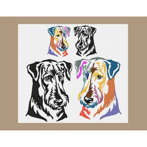 Stickdatei AiredaleTerrier in uni und bunt 2 größen