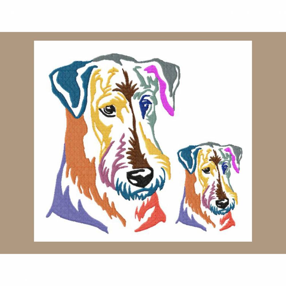 Stickdatei AiredaleTerrier in uni und bunt 2 größen Bild 3