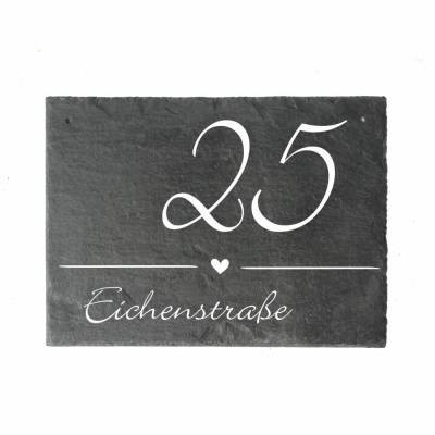 Personalisierte Schiefer Hausnummer – Handmade, wetterfest & edel – Wunschtext & Zahl