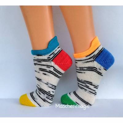 Sneakersocken Füßlinge Kurzssocken  handgestrickt Größe 38/39