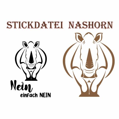Stickdatei Nashorn zum besticken von Tshirts uvm