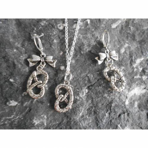 Schmuckset Brezel Halskette und Ohrhänger Schleife oder einzeln ♥