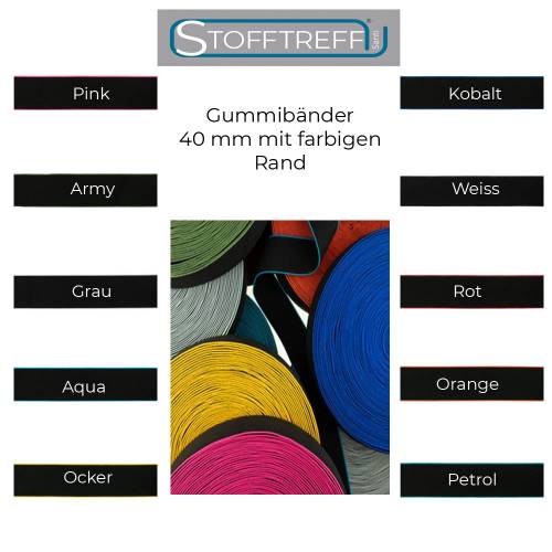 Gummibänder-40mm-farbiger Rand-50 cm-Meterware
