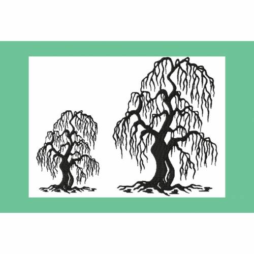 Stickdatei Weide Trauerweide in 2 größen