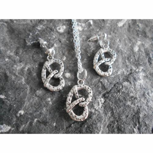 Schmuckset Brezel Halskette und Ohrstecker oder einzeln
