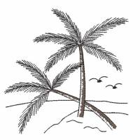 Stickdatei Palme Palmen Meer Urlaub Redwork