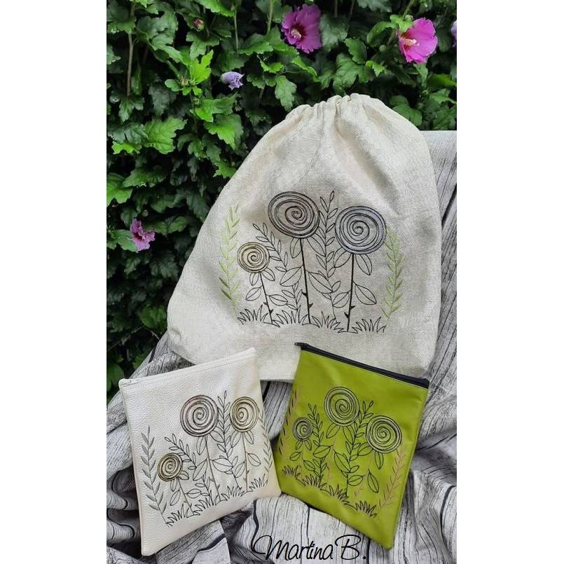 * Edle Kringelrosen Stickdatei * Doodle, farbig und Redwork, je 4 Größen, 12 Dateien Bild 2