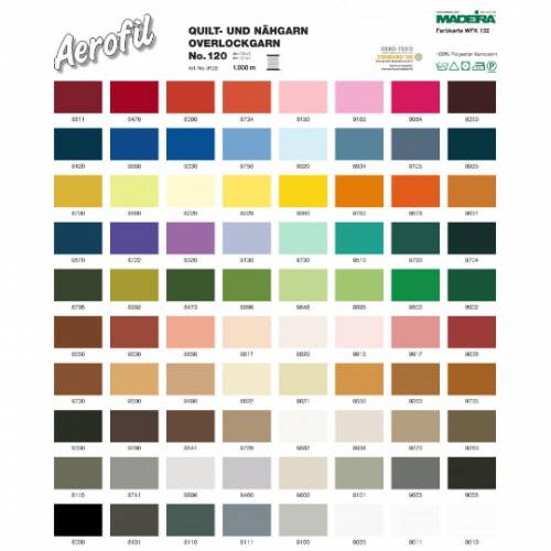 Garn von Madeira Aerofil No.120 - 1000 m Spullänge - 80 Farben