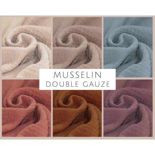 ab 50cm Musselin Stoff 2-lagig - Double Gauze 100% Baumwolle