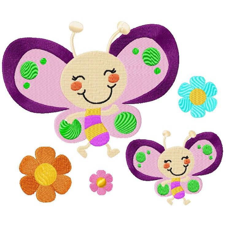 Stickdatei Schmetterling und Blumen 100x76  181x140 mm Bild 7