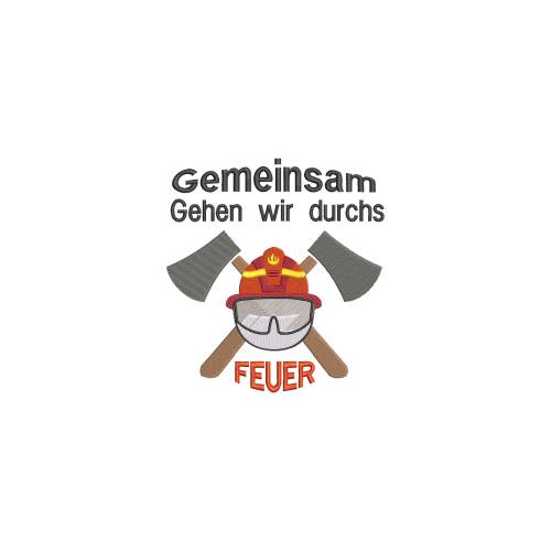Stickdatei Gemeinsam Größen 10x10, 13x14, 18x20 cm Spruch, Feuerwehr Feuer Schützen Bergen Retten Löschen