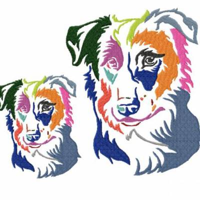 Stickdatei Hund Collie  in 2 größen