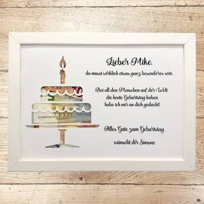 Geldgeschenk zum Geburtstag personalisiert Torte 