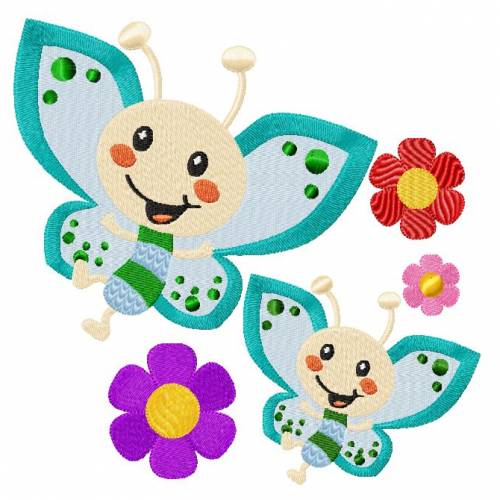 Stickdatei Schmetterling und Blumen 100x88 153x135 mm