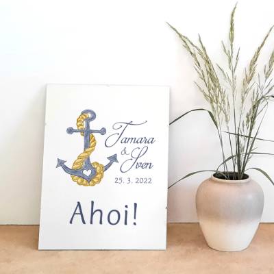 Wandbild Willkommensschild Anker Ahoi