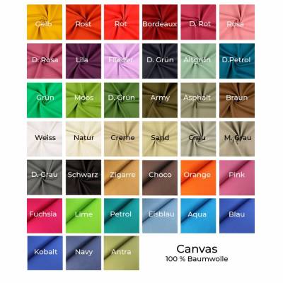 Canvas SUSI uni/einfarbig- Meterware- Ökotex- 0,50 m- 360g/lfm Webware- Baumwollstoff