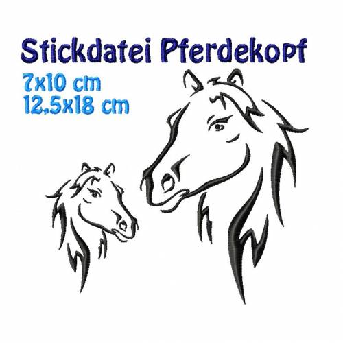 Stickdatei Pferdekopf 70x100  125x180  mm
