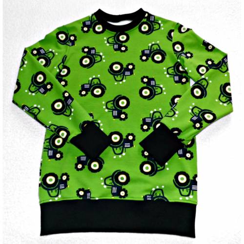 Einzigartiger Langarm Pullover Pulli Traktor Grau