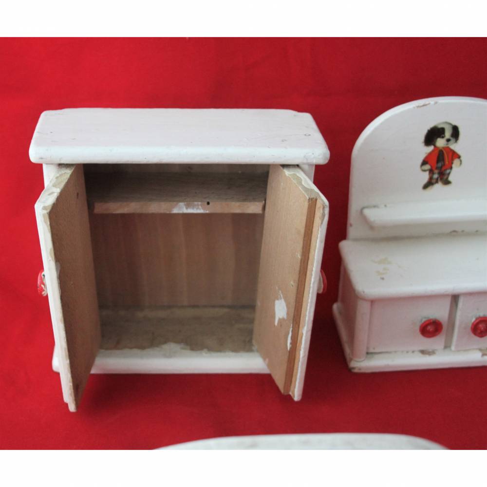 Puppenmöbel Schlafzimmer Bett Schrank Kommode Nachttische Bild 8