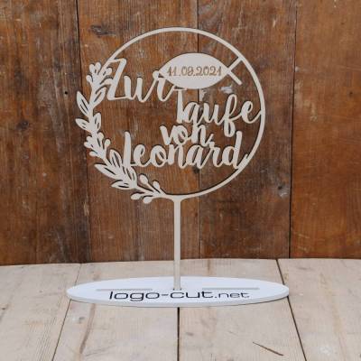 Holz Cake Topper Taufe V13