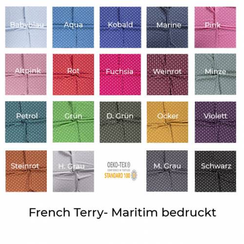 French Terry-Maritim bedruckt-Anker-50cm-Meterware-16 verschiedene Farben
