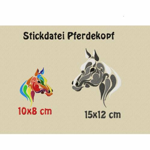 Stickdatei Pferdekopf 100x80  150x120 mm