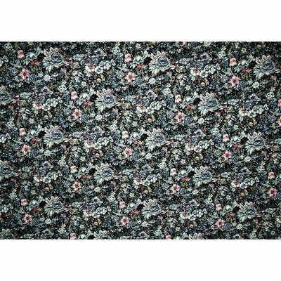 Popeline  Baumwolle Stoff  Patchworkstoff  Rosen  Blumenmuster  Schwarz