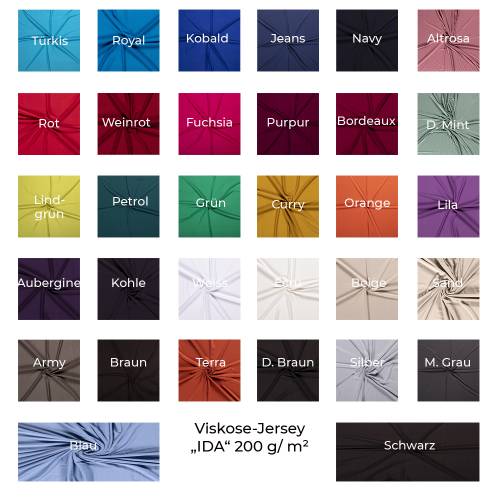 Viskose-Jersey-IDA-200 g/QM-96 Prozent Viskose-150 cm Breite-50 cm Schritte-Meterware-Oekotex Standard 100