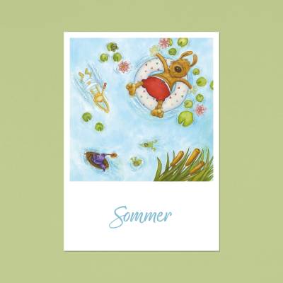Postkarte · Sommer · Ferien · Jahreszeit · Grußkarte · A6 · Aquarell