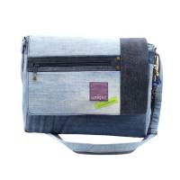 Schultertasche im Retro Look, Umhängetasche im Jeans-Upcycling, Jeanstasche