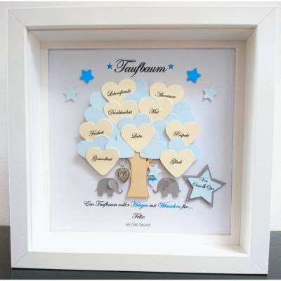 Taufgeschenk Junge, Geschenk zur Taufe,Taufbaum,Lebensbaum, Bilderrahmen zur Taufe, personalisiert