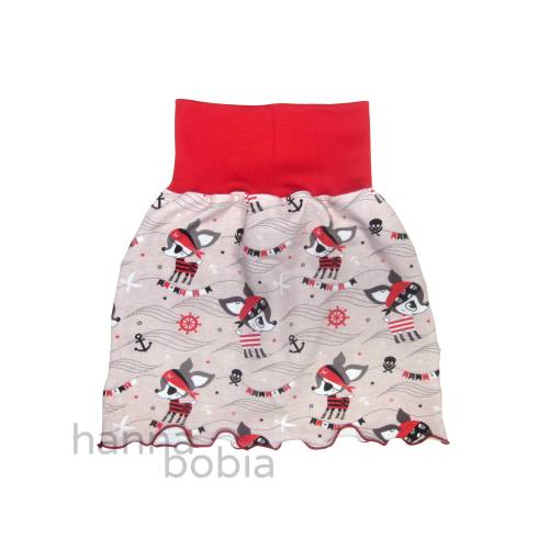 Mädchenrock, Größe 86/92, Piratenkitze auf rosa