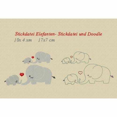 Stickdatei Elefanten 100x40 170x70 mm