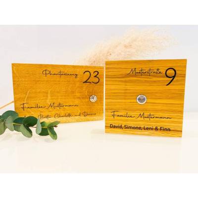 Klingelschild Türklingel in verschiedenen Größen aus hochwertigem Eichenholz mit Wunschgravur