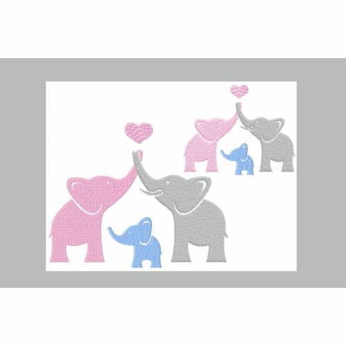 Stickdatei Elefanten Elefantenfamilie  100x80 160x130 mm