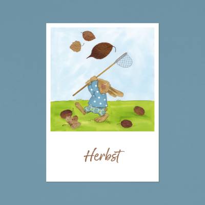 Postkarte · Herbst · Blätter · Jahreszeit · Grußkarte · A6 · Aquarell