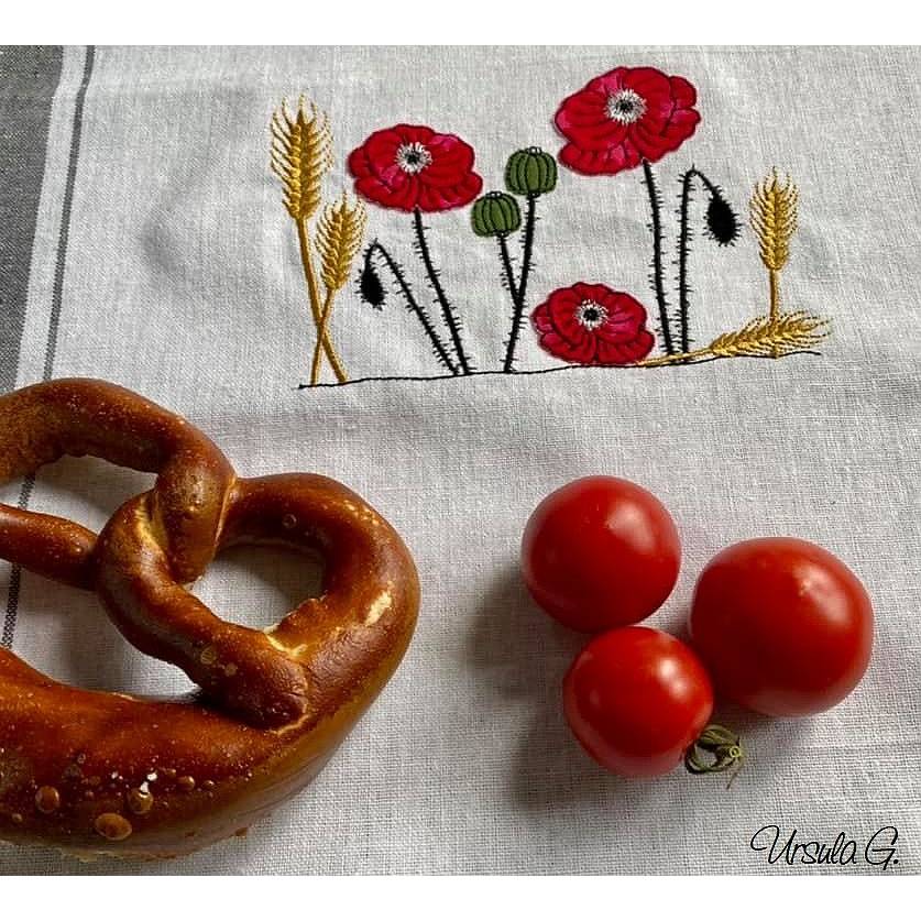 * Edle Mohnblumen mit Ähren * Doodle Stickdatei - farbig und Redwork, je 4 Größen, 15 Dateien Bild 2