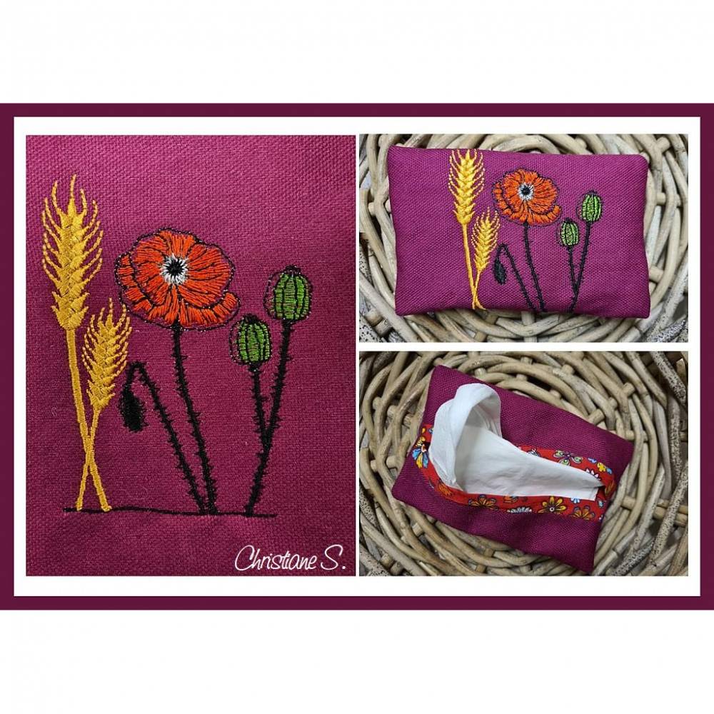 * Edle Mohnblumen mit Ähren * Doodle Stickdatei - farbig und Redwork, je 4 Größen, 15 Dateien Bild 4