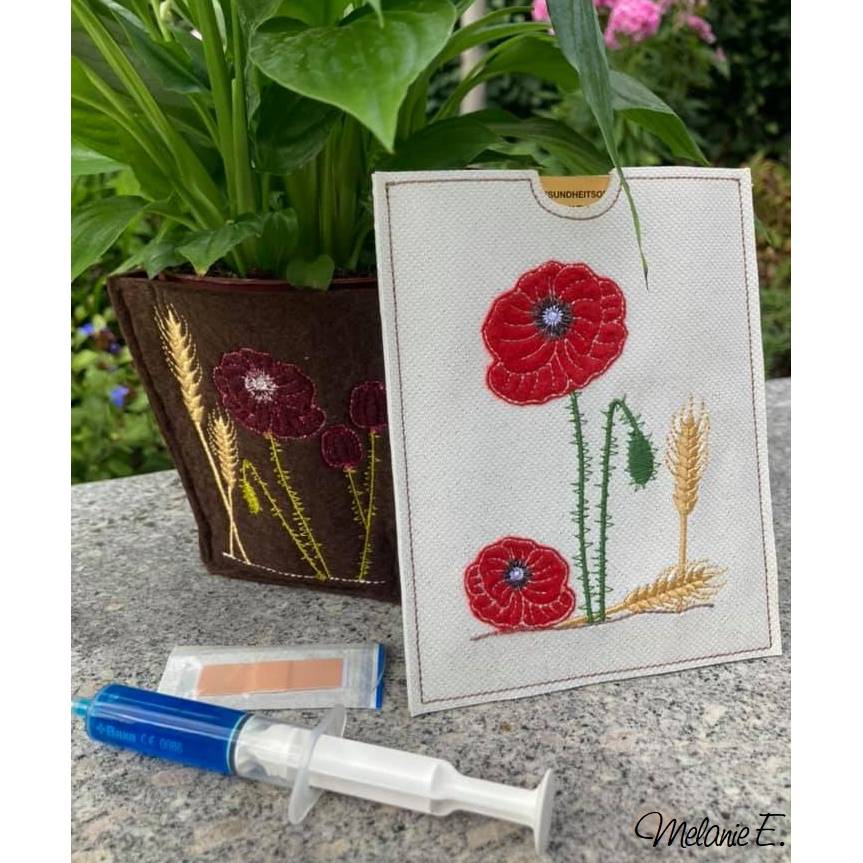 * Edle Mohnblumen mit Ähren * Doodle Stickdatei - farbig und Redwork, je 4 Größen, 15 Dateien Bild 9