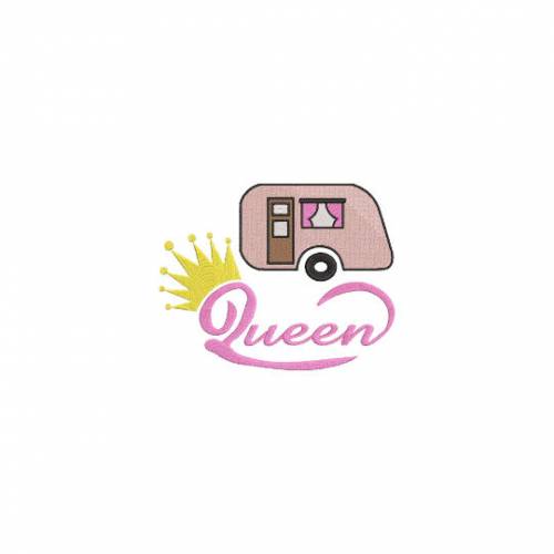 Stickdatei "Camping Queen" 4 Größen 10x10,13x18,14x10, 16x26 cm Wohnwagen Wohnmobil Campen Campingplnde Pfoten H