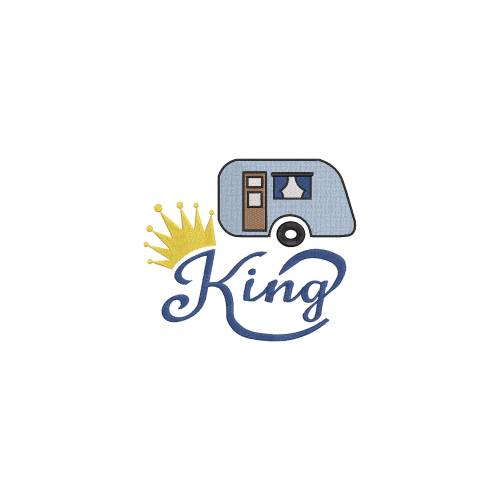 Stickdatei "Camping King" 4 Größen 10x10,13x18,14x10, 16x26 cm Wohnwagen Wohnmobil Campen Campingplnde Pfoten H