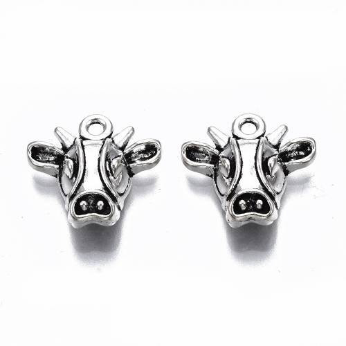 5 / 20 Anhänger, silber, silber, Vintage-Stil, Kuh, Kalb, charm, charms