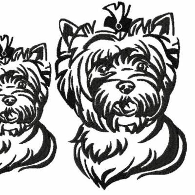 Stickdatei Yorkshire Terrier in 2 größen 100x140 130x184 mm